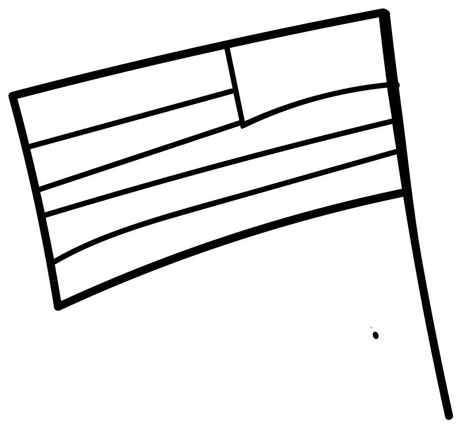 A waving flag on a pole, stripes and canton left blank
